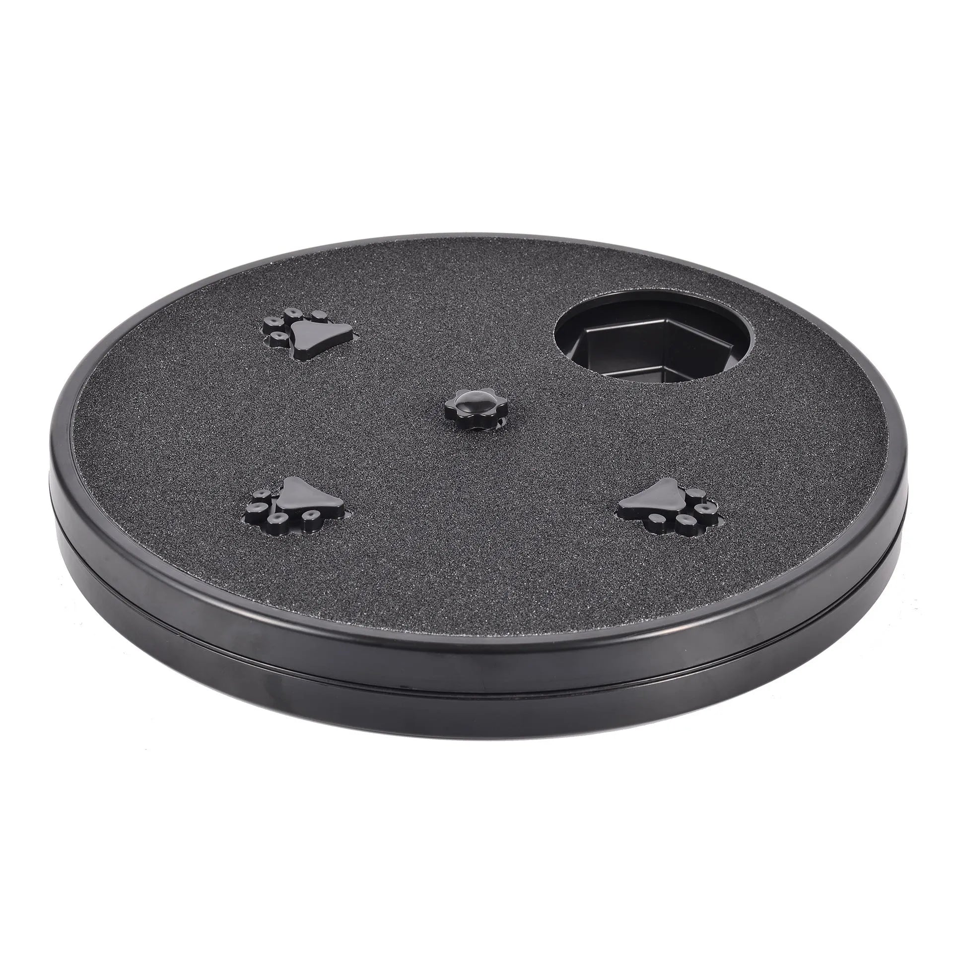 Dog nail grinder scratch pad with rotatable top, food compartments, and suction cup anti-slip base