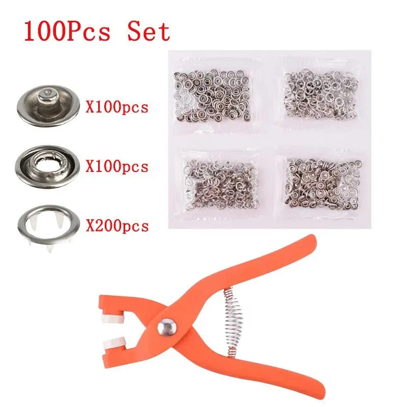 Stainless steel five-claw no-sew buttons measuring 9.5mm for children's clothing repair
