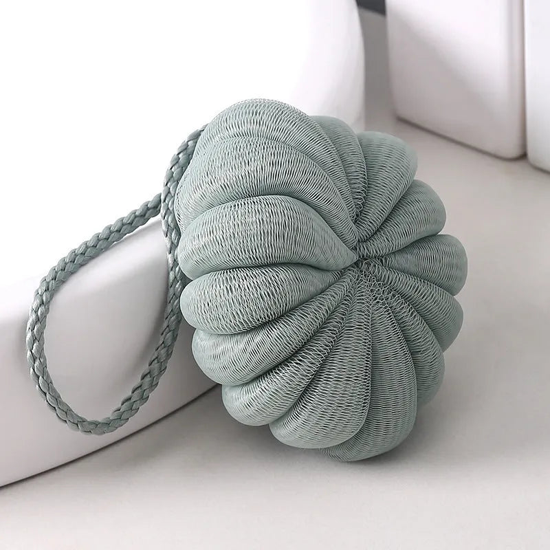 Japanese style 50g large bath flower ball in green, 10x10cm, with fine mesh and flexible foam