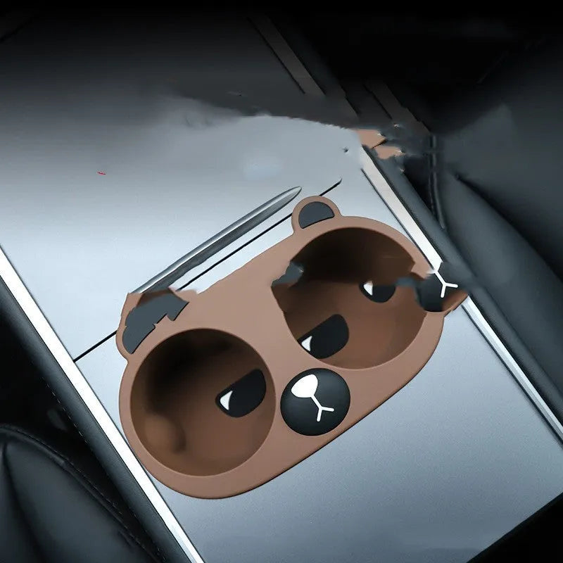 Silicone cup holder stabiliser insert for car centre console in grey tan pink colour options