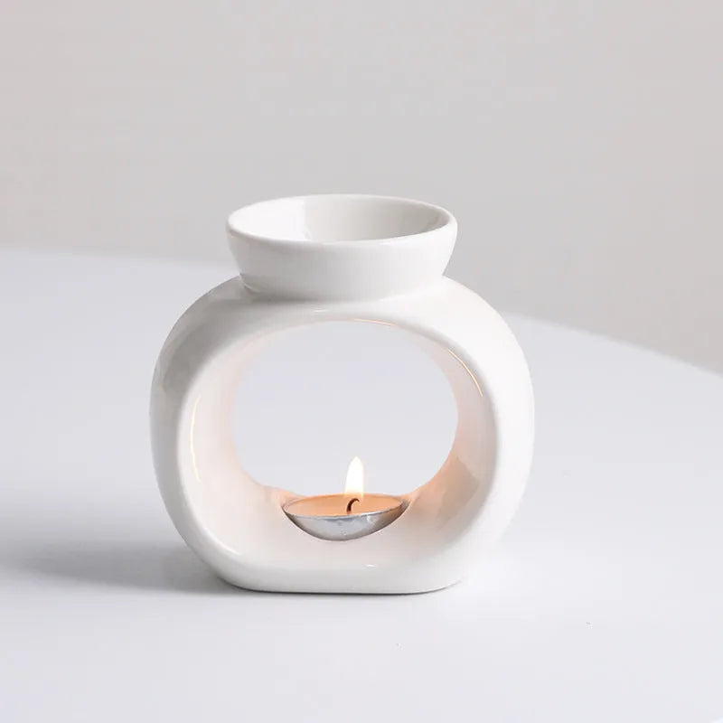 White ceramic aromatherapy stove ornament with Nordic design for indoor fragrance warming
