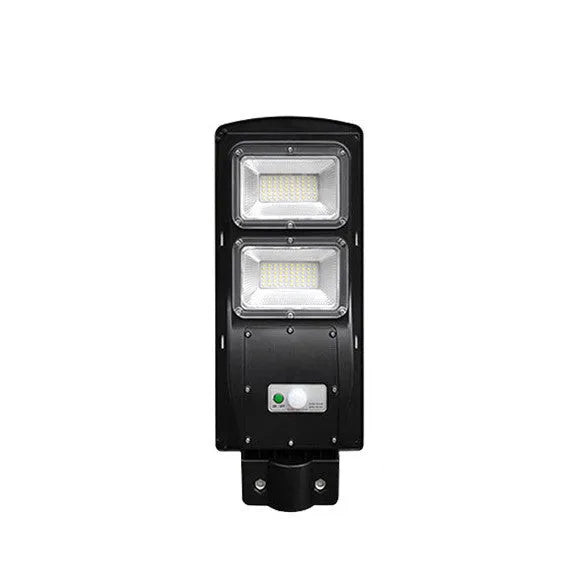 Integrated solar street light with solar panel, 60W LED lighting, and remote control for outdoor use