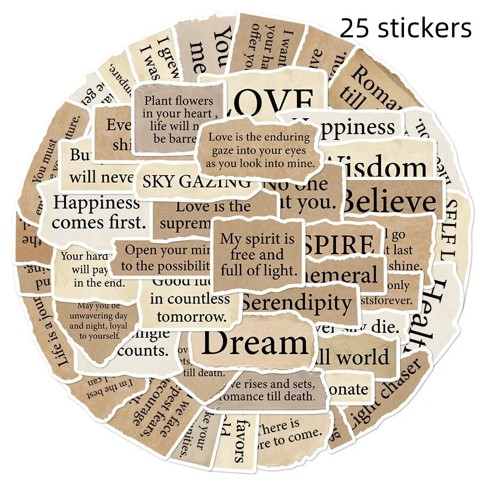 Torn English text decorative stickers for laptops with waterproof PVC material