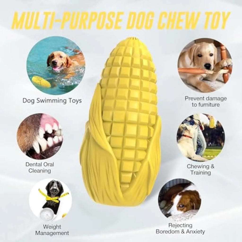 Blue corn-shaped dog chew toy with textured surface for medium to large breed aggressive chewers