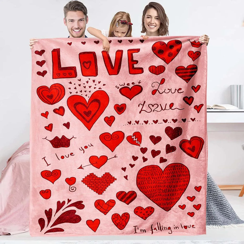 Heart printing polyester fibre blanket in modern simplicity style, available in multiple colours and sizes for warm lunch breaks