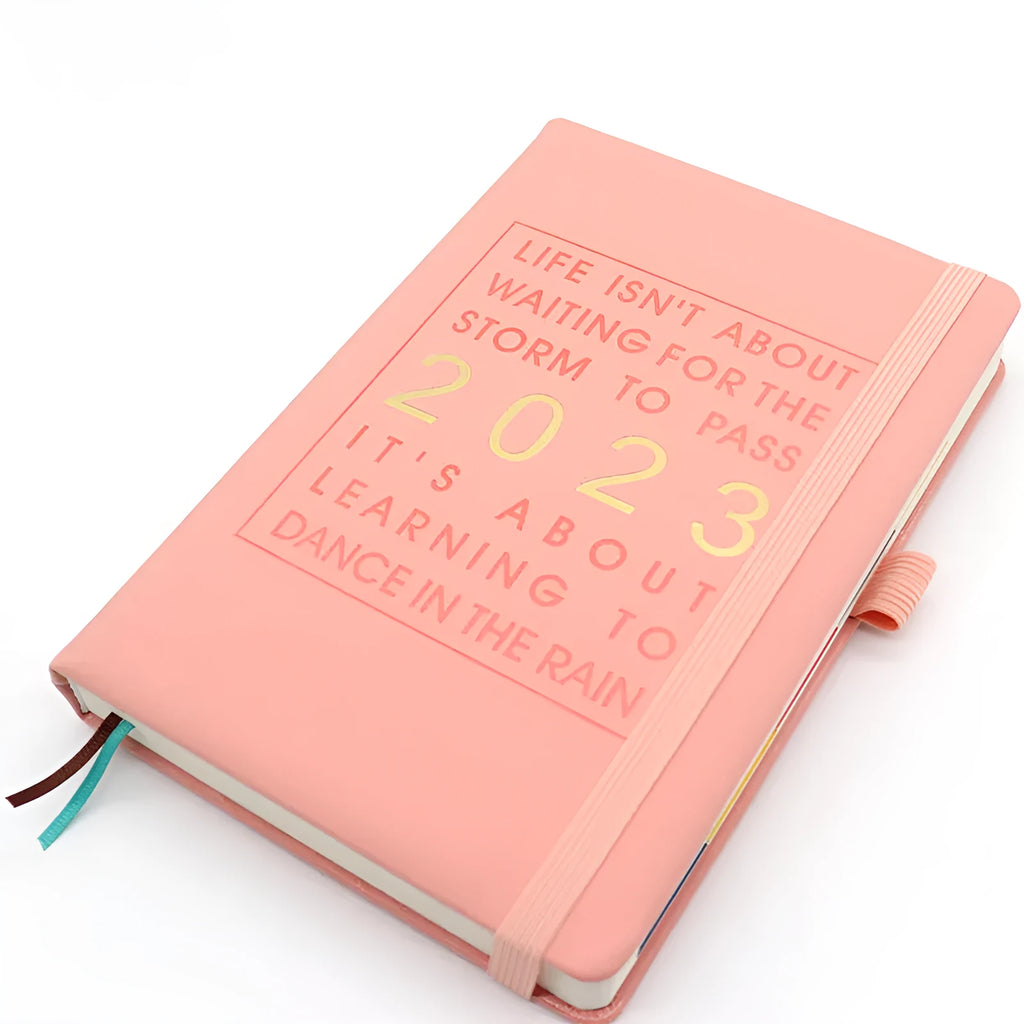 A5 imitation leather business notebook with English inside, 100gsm paper, 537g weight, in black cover
