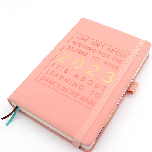 A5 imitation leather business notebook with English inside, 100gsm paper, 537g weight, in black cover