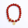 Natural red agate woven bracelet with blessing card in 8mm and 10mm size options