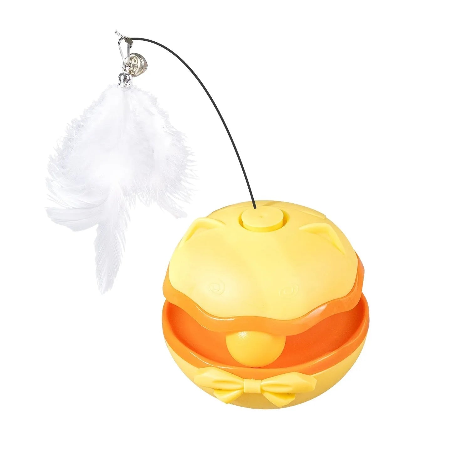 Electric automatic tumbler cat teaser toy in lemon yellow, sky blue, or soft fog grey.