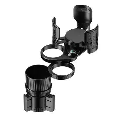 Carbon black car cup holder with retractable adjustable base for drink containers