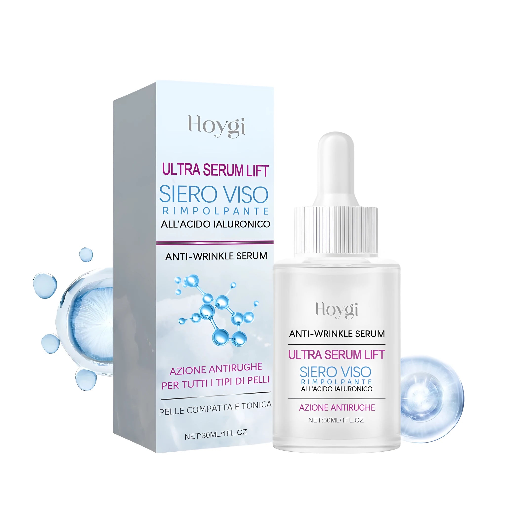 30ml bottle of hyaluronic acid anti-wrinkle facial essence serum
