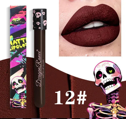 Halloween creative makeup lip gloss in skull test tube with waterproof matte finish