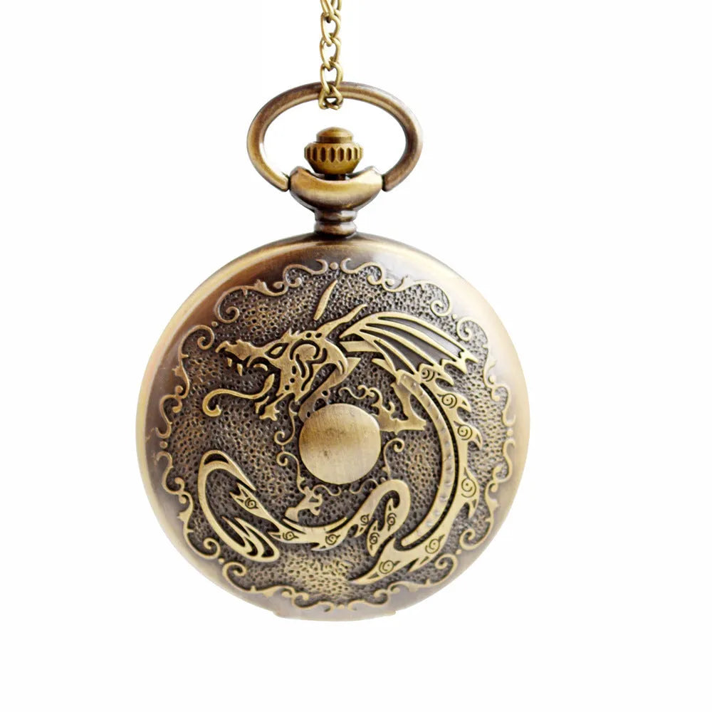 Dragon Bone Stone British pocket watch in bronze colour, 13mm thickness, casual clothing accessory