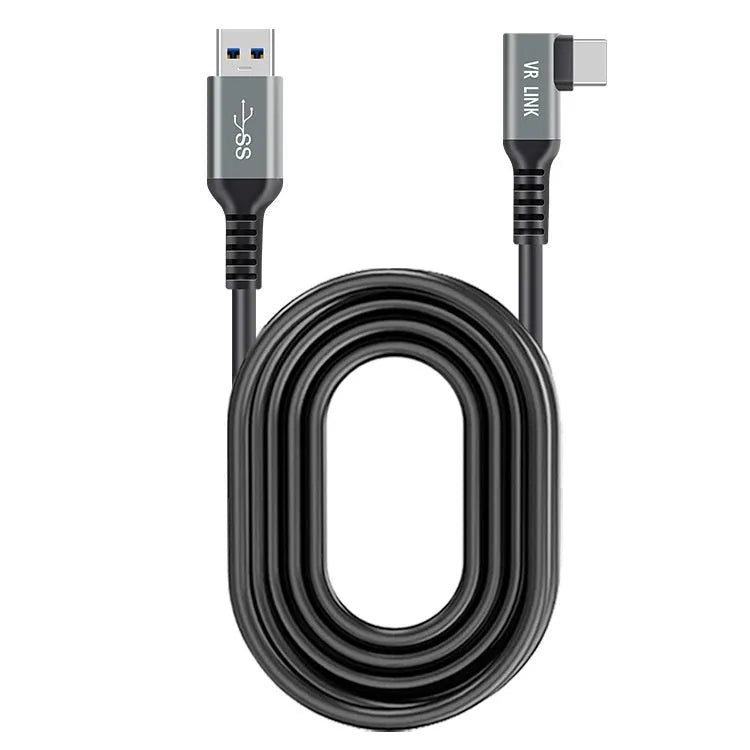 Streaming Line 18W fast charging data cable, black aluminium shell, 5m or 6m length, PVC jacket