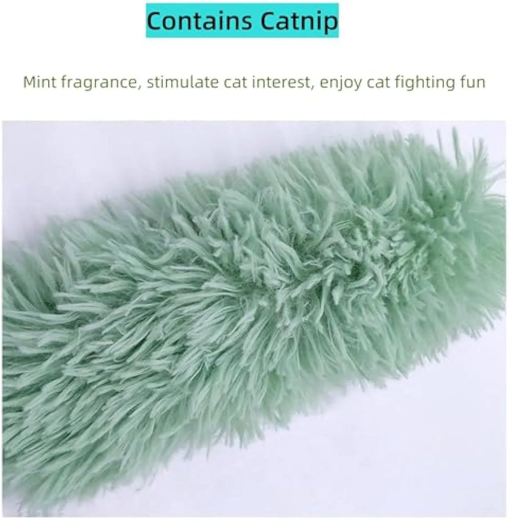 Interactive plush cat toy with crinkle sound mechanism and natural catnip filling in multiple colour options