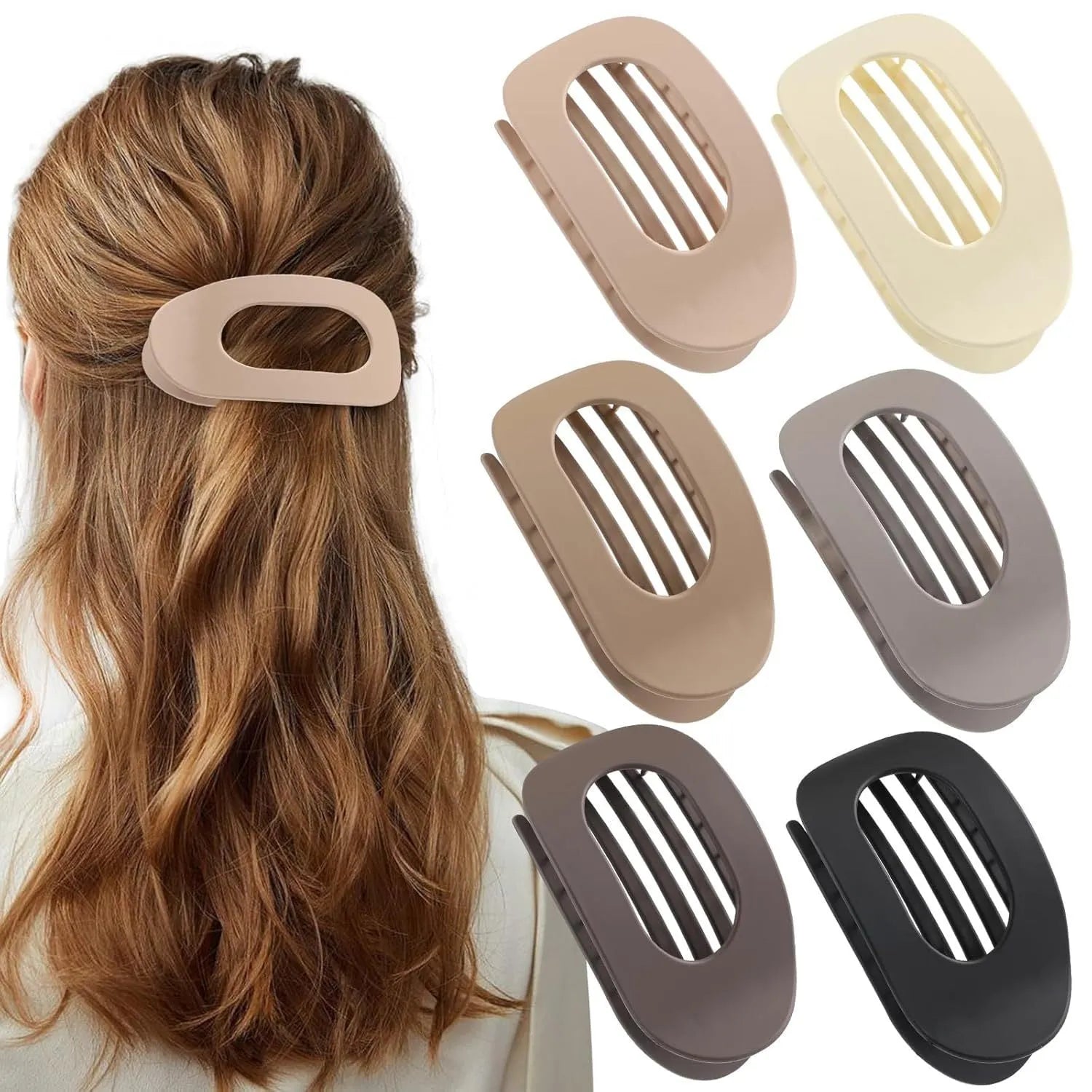 Women's rose red hair clips with frosted grip and quadrilateral pointed toe design