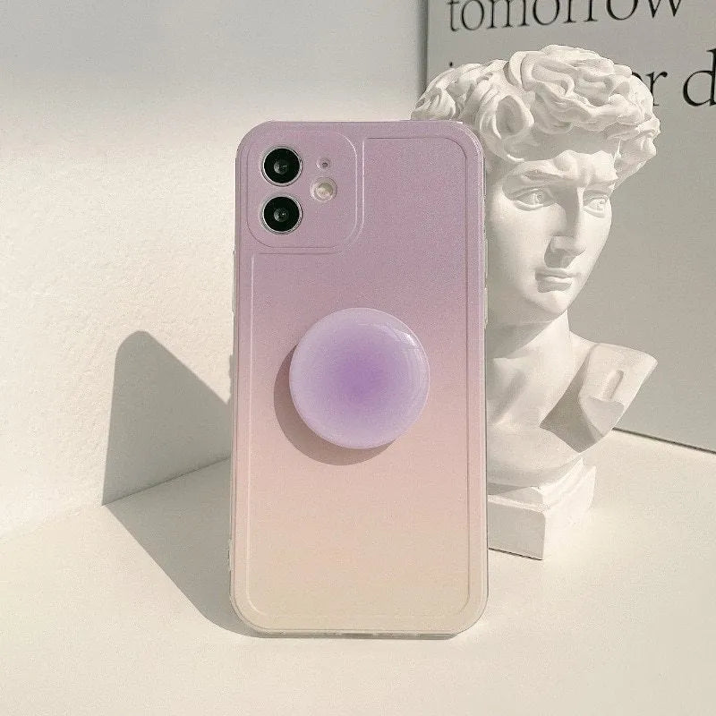 Yellow and purple gradient silicone mobile phone case for iPhone