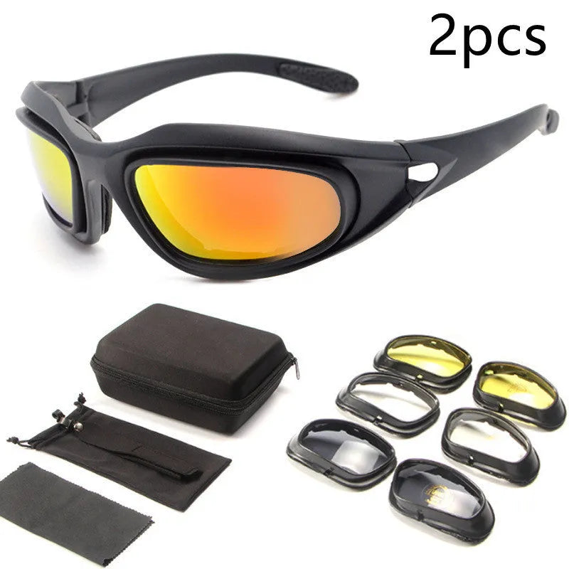 Polarized tactical sunglasses with full rim PC frame for outdoor cycling and sports activities