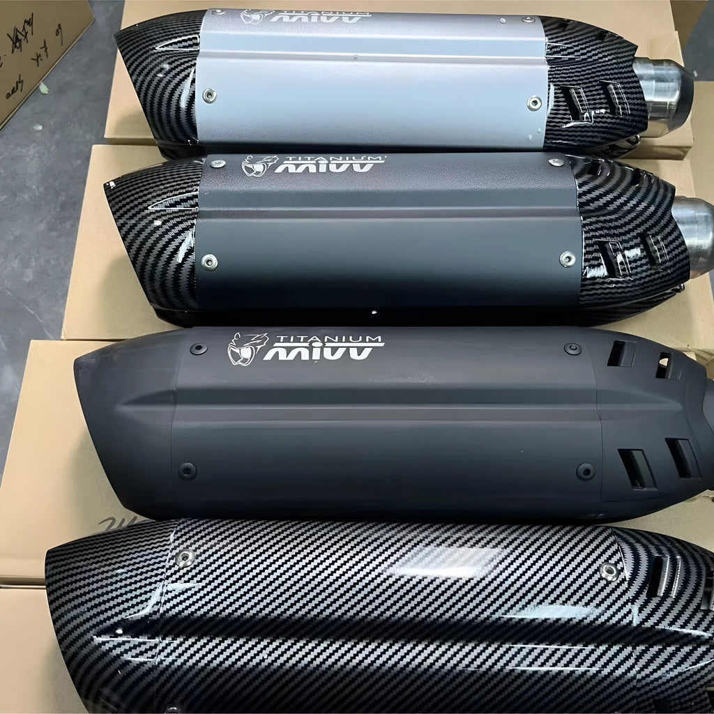 Motorcycle exhaust modification stainless steel component with hexagonal design