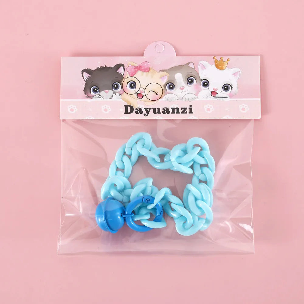 Macaron candy colour plastic adjustable pet collar for cat dog rabbit chain style