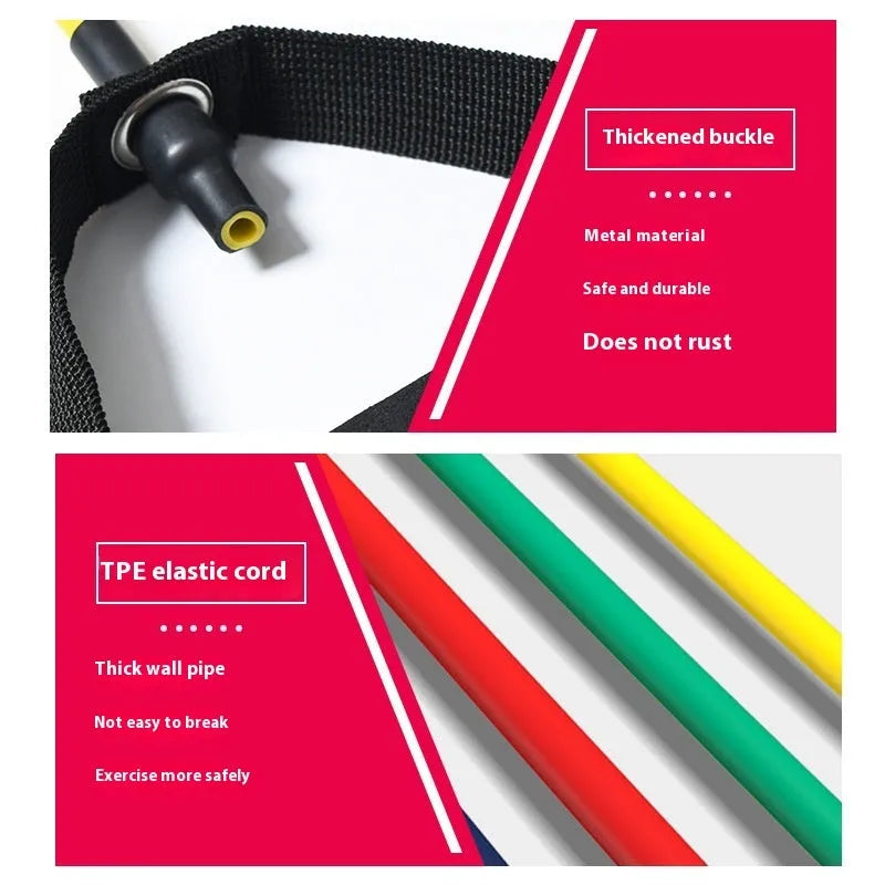 Colour-coded adjustable chest expander with TPE tension rope in five resistance levels from 10LB to 30LB