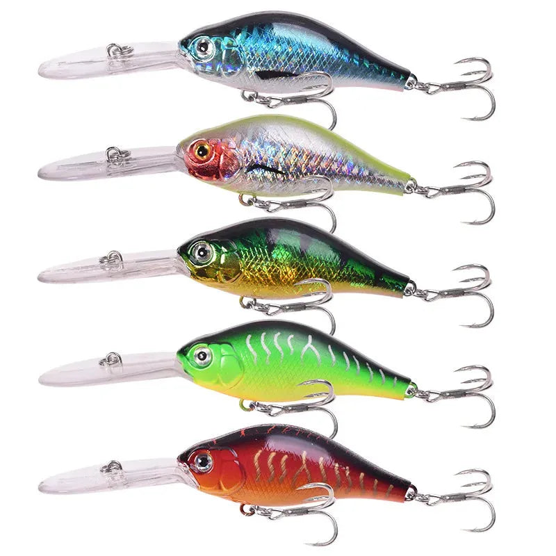 10.5cm deep diving hard fishing lure with a long tongue board, shown in Colour A.