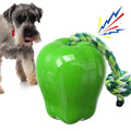Green plastic dog molar toy with food dropping ball design for outdoor play