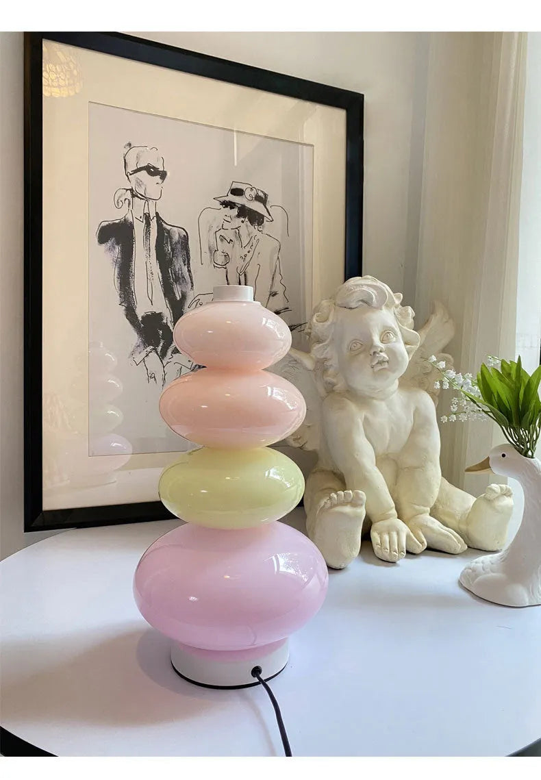 Candy String Rainbow table lamp with glass shade and iron body in macaron colours