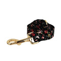 Cloth dog collar set with removable bow, printed lettering, matching leash, and vest in assorted colours
