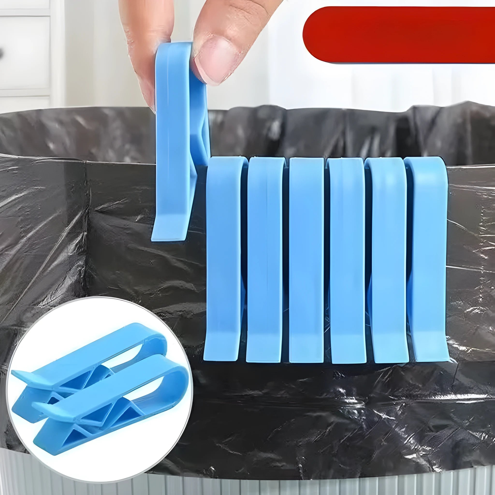 Pack of 10 white PP plastic garbage bag fixing clips for rubbish bins