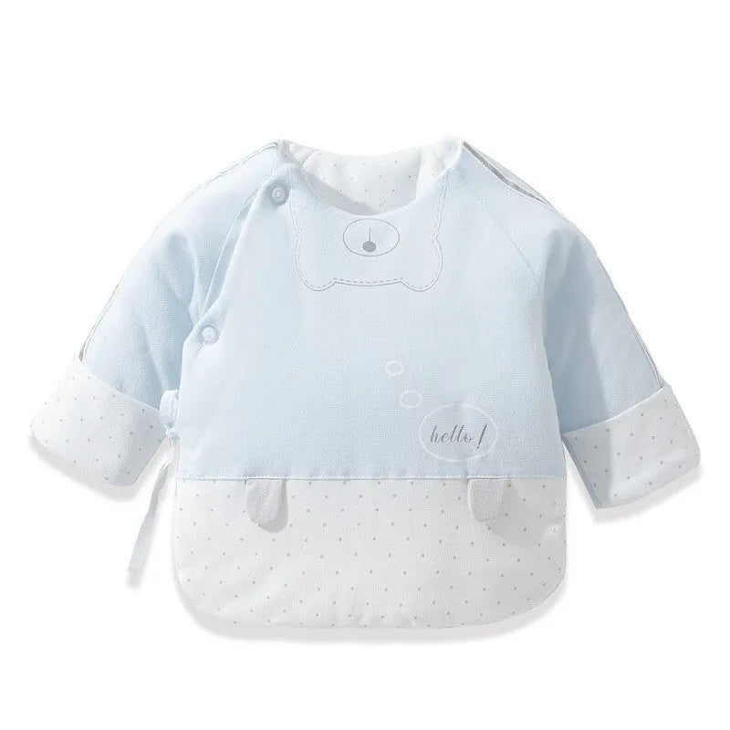 Hani bear pink cotton half-back baby top for newborns winter round neck