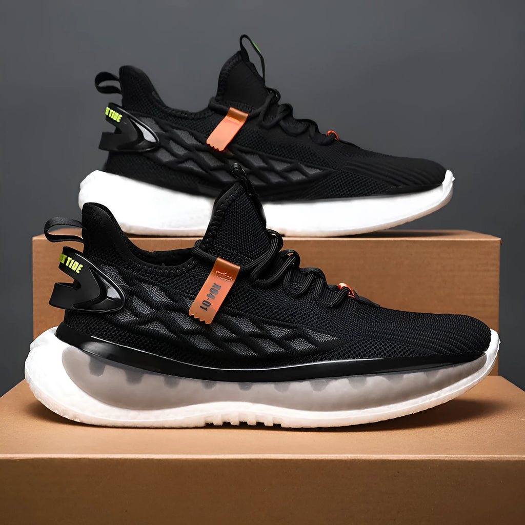 Men's woven mesh platform sneakers in multiple colours with flat heel and lace-up closure