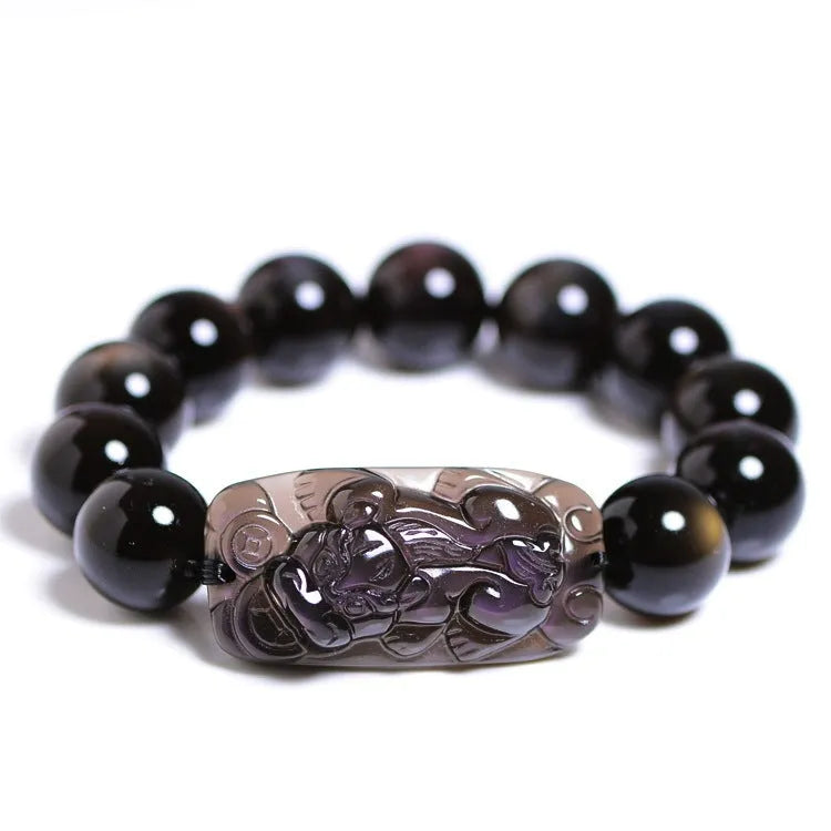 Polished geometric crystal bracelet with ice stone beads in various sizes on wrist