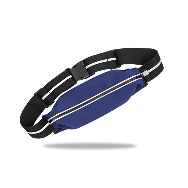 Lightweight waterproof running pouch in black with stretch fit and night reflective strip for outdoor sports