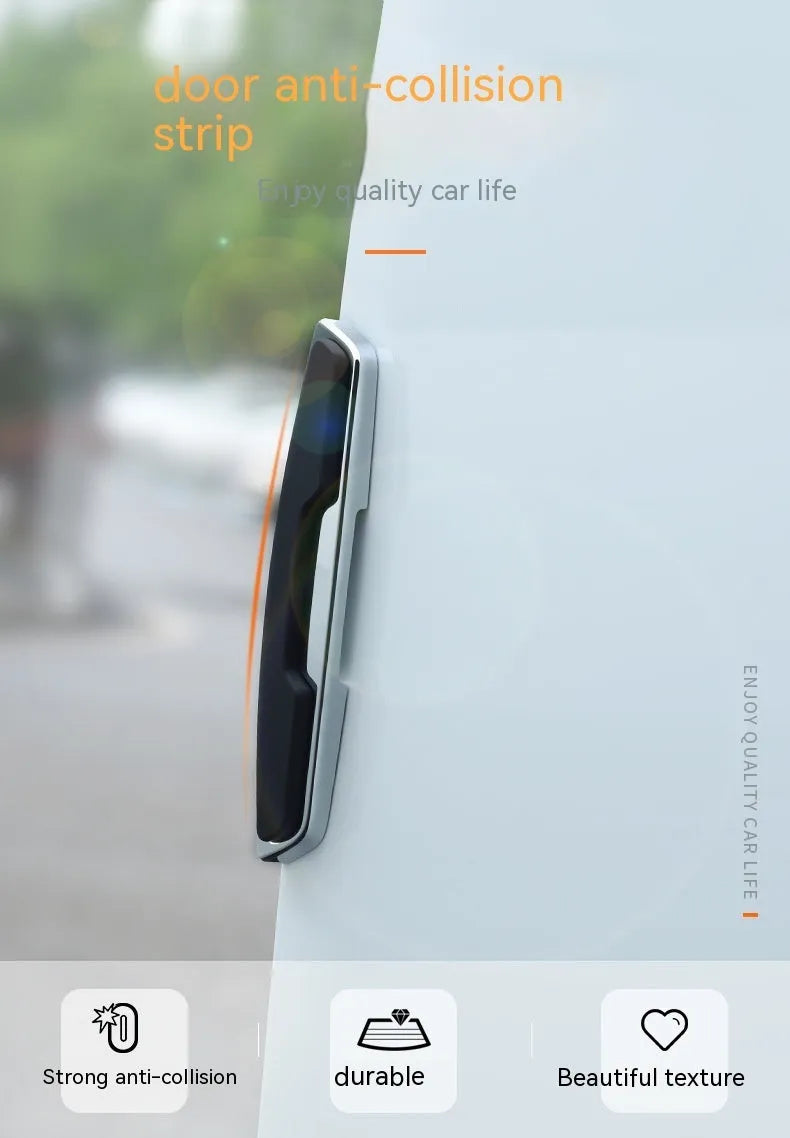 Black plastic silicone car door bumper strip set, four pieces measuring 9.5cm by 2cm each
