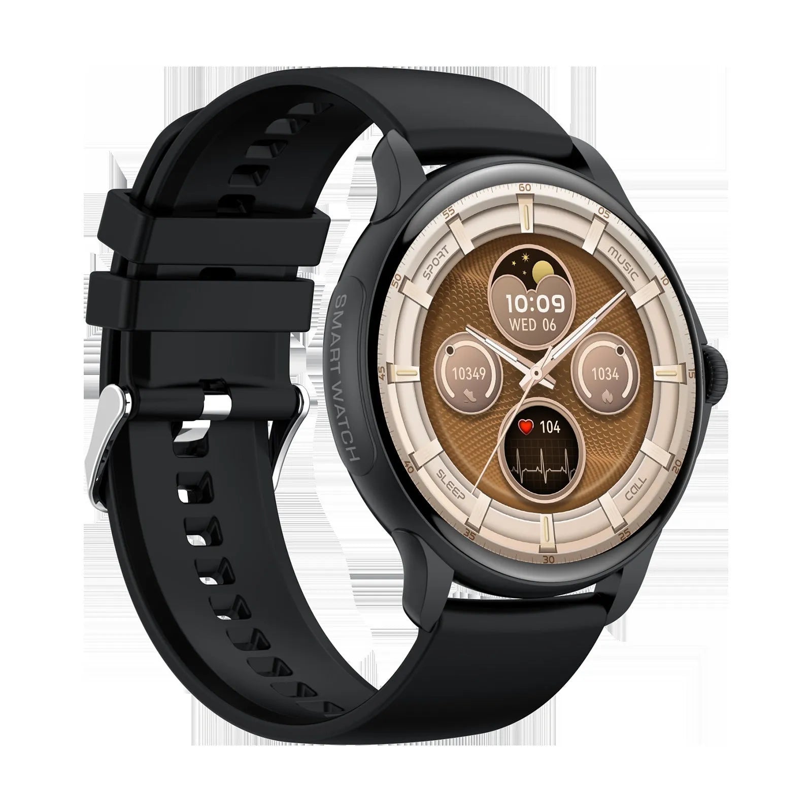 Hk49 smart sports watch with heart rate and blood glucose monitoring, black colour, touch screen display
