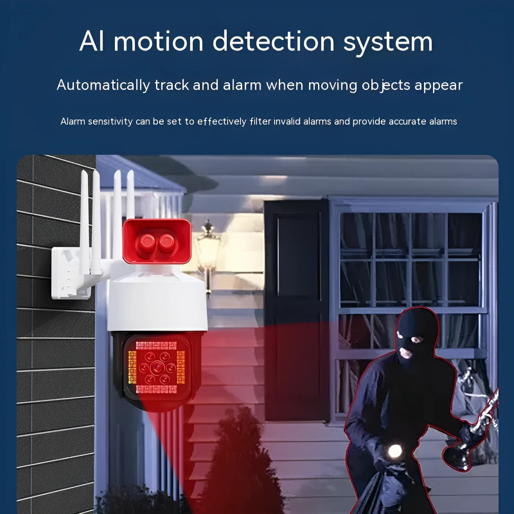 Outdoor 4K HD WiFi security camera with infrared night vision and motion detection