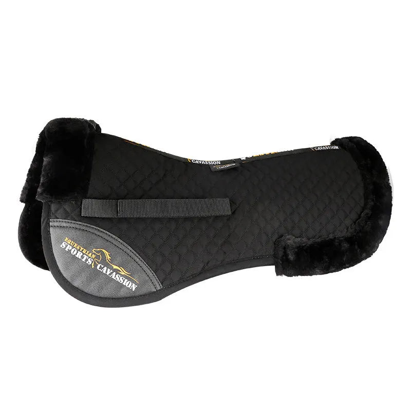 Riding saddle pad with wool construction for shock absorption and waist protection in equestrian sports