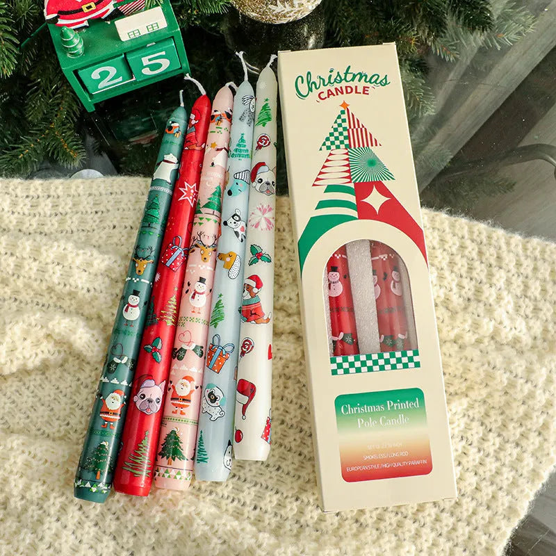 Home Christmas banquet decoration atmosphere paraffin cylinder candle in bright red, 2.2x25cm with 5-8 hour burn