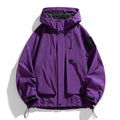 Men's hooded windproof waterproof leisure work coat jacket in black, chemical fibre blend, sizes M to 8XL