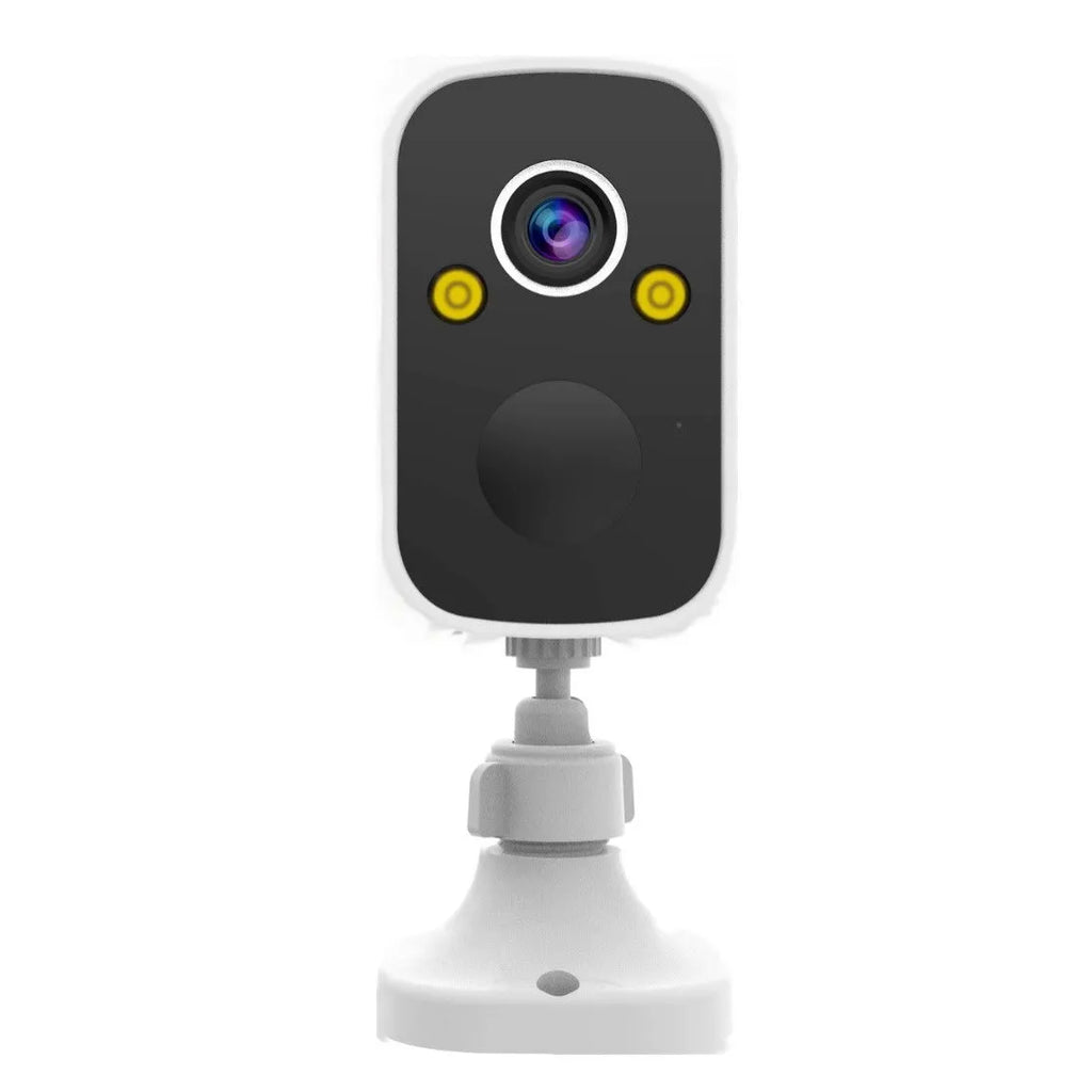 Wireless indoor surveillance camera with compact design and integrated mounting bracket