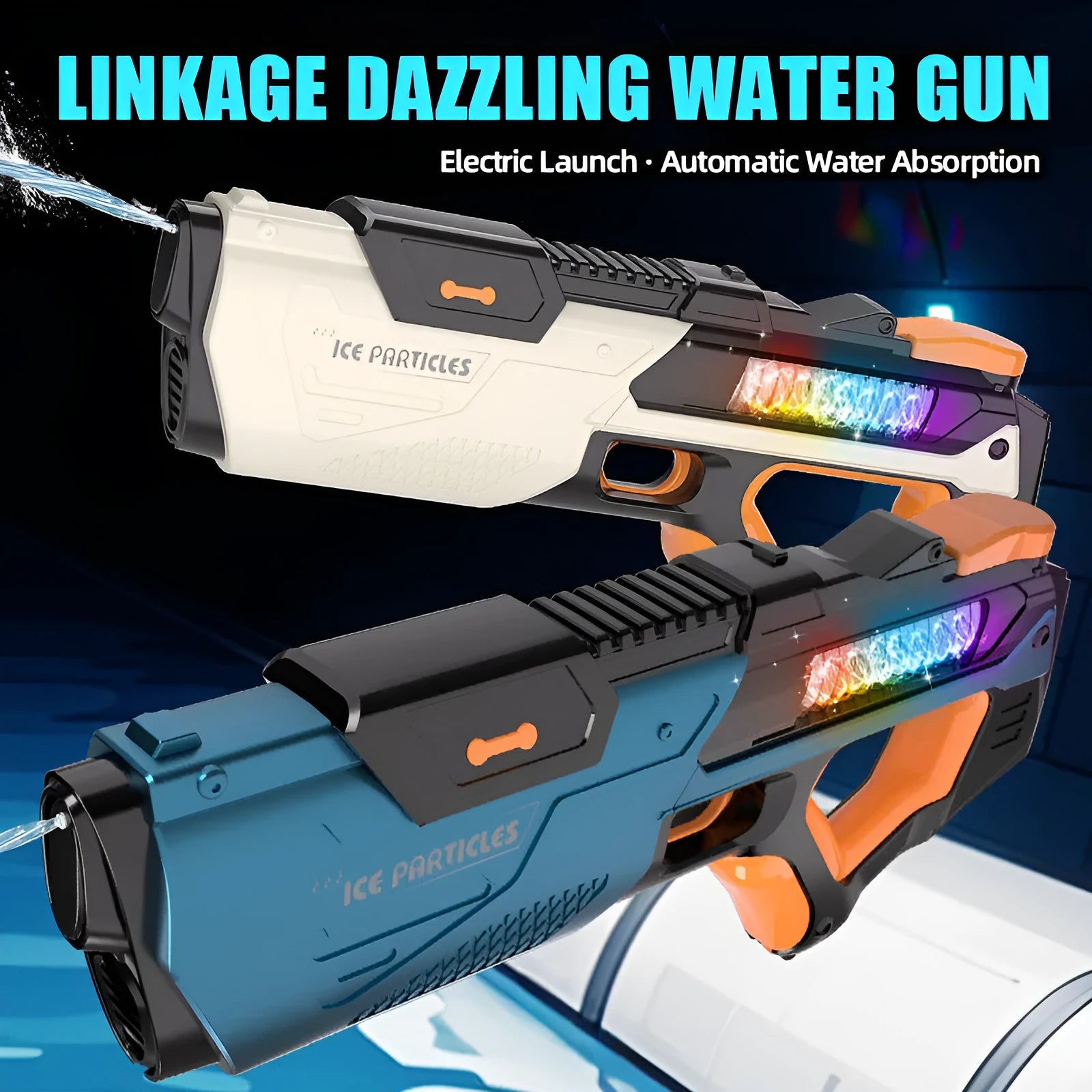 Automatic water feeding high pressure pulse electric water gun toy in blue plastic with remote control