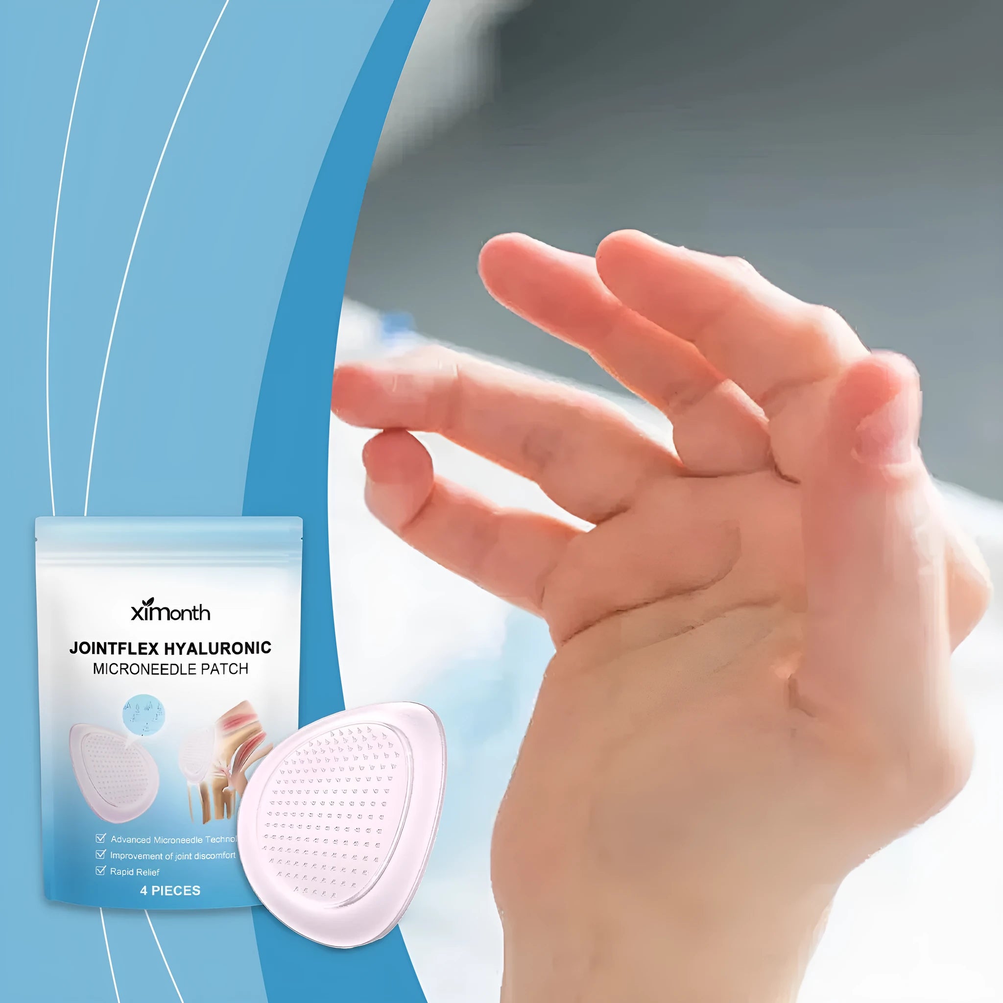 Four curcumin microneedle patches for body care with hyaluronic acid and allantoin