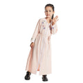 Southeast Asian girls embroidered dress in flounced skirt style, available in black, pink, and purple