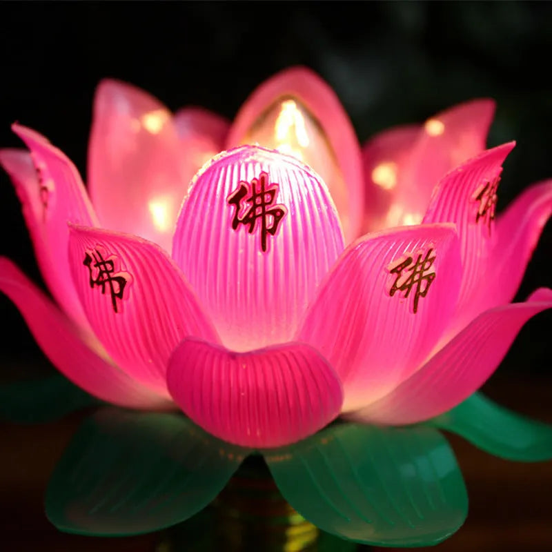 Lotus-shaped Buddha lamp with colour-changing LED light and UK plug