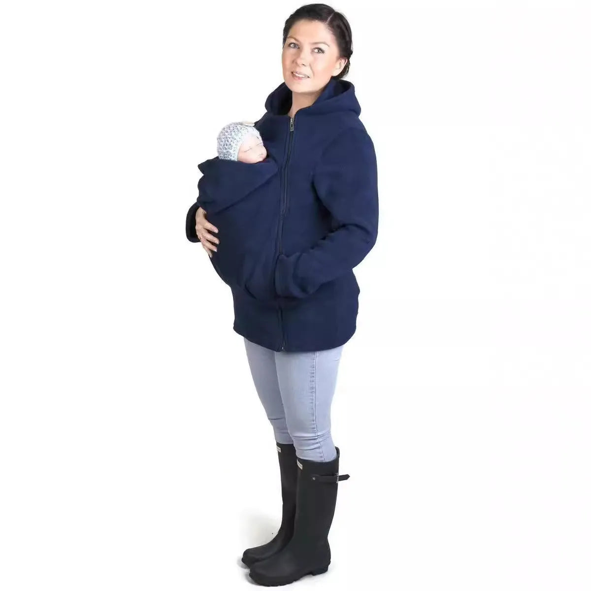 Red loose-fitting women's polar fleece sweater with long sleeves on a hanger.
