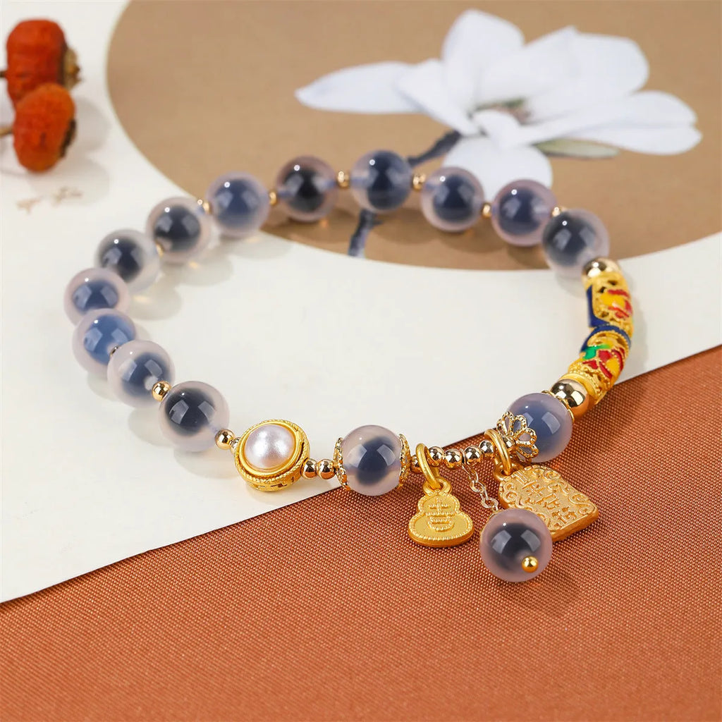 Sugar heart agate bracelet with retro minority design and adjustable closure