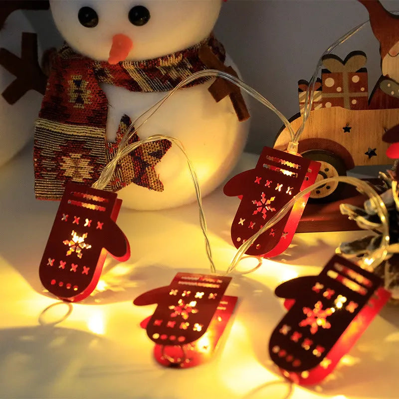 Christmas LED light string with Santa Claus, elk and snowman decorative ornaments for festive holiday decoration