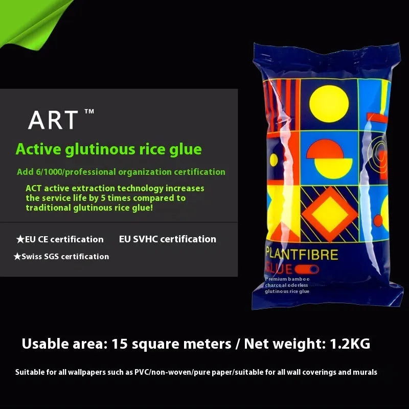 A 3kg bucket of glutinous rice wallpaper glue, labelled as formaldehyde-free.