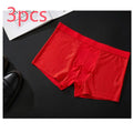 Men's solid colour ice silk modal boxer briefs with U convex design and mid-waist fit.